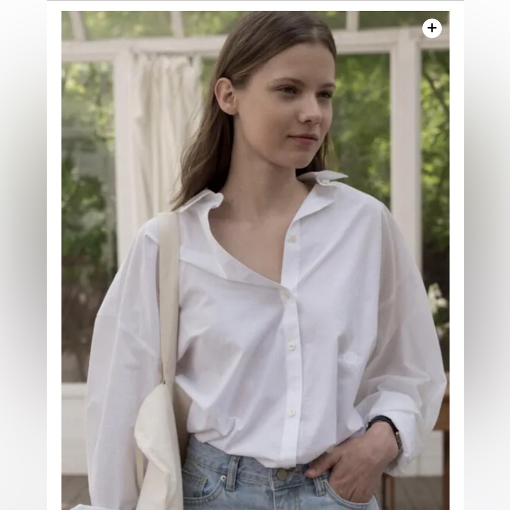 Depound W.Concept White Oversized Shirt – Korean Minimalist – One Size cotton